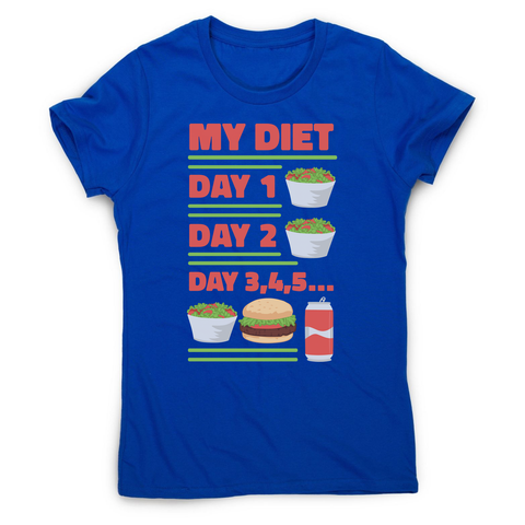 Funny diet day routine women's t-shirt Blue