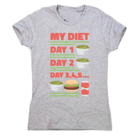 Funny diet day routine women's t-shirt Grey