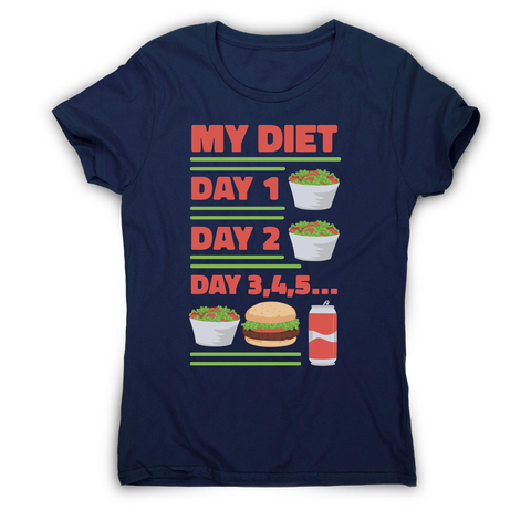 Funny diet day routine women's t-shirt Navy