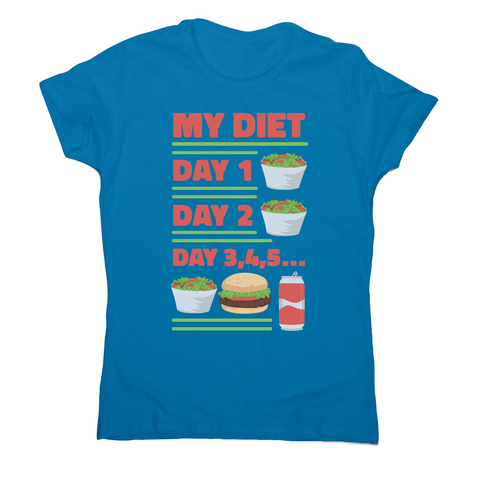 Funny diet day routine women's t-shirt Sapphire