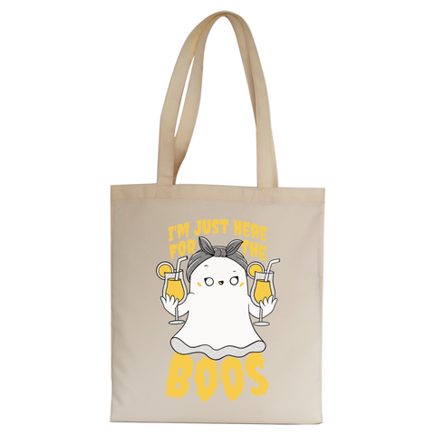 Funny ghost tote bag canvas shopping Natural