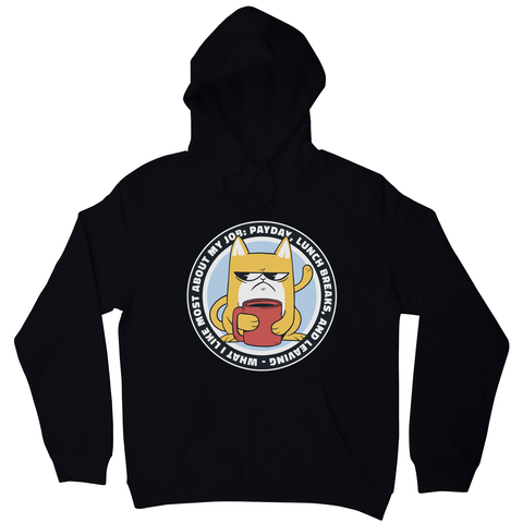 Funny grumpy working cat hoodie Black