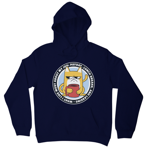 Funny grumpy working cat hoodie Navy