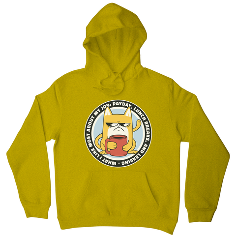 Funny grumpy working cat hoodie Yellow