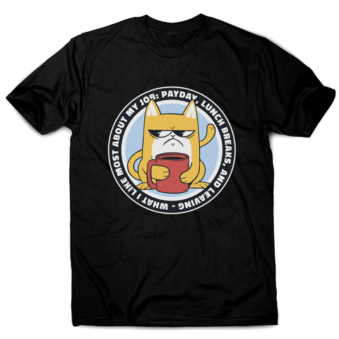 Funny grumpy working cat men's t-shirt Black