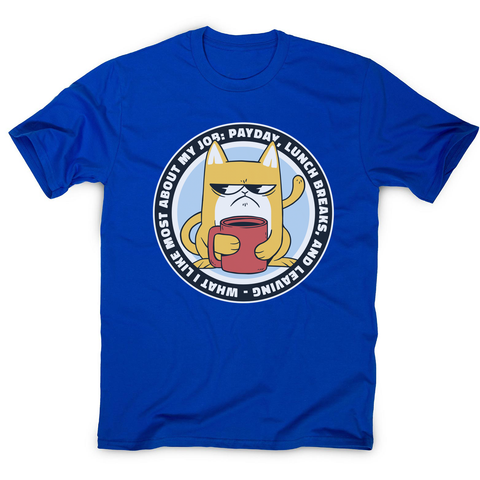 Funny grumpy working cat men's t-shirt Blue