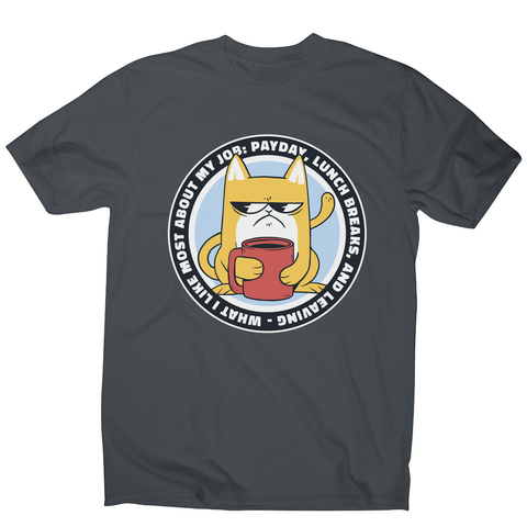 Funny grumpy working cat men's t-shirt Charcoal
