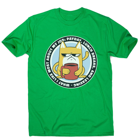 Funny grumpy working cat men's t-shirt Green