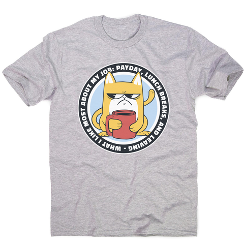 Funny grumpy working cat men's t-shirt Grey