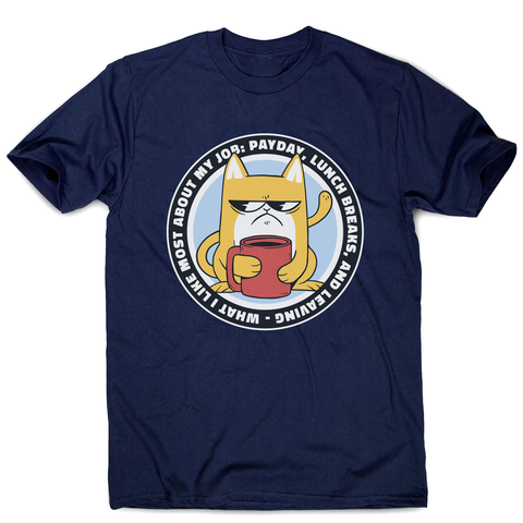 Funny grumpy working cat men's t-shirt Navy