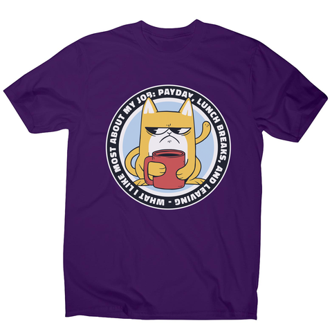 Funny grumpy working cat men's t-shirt Purple