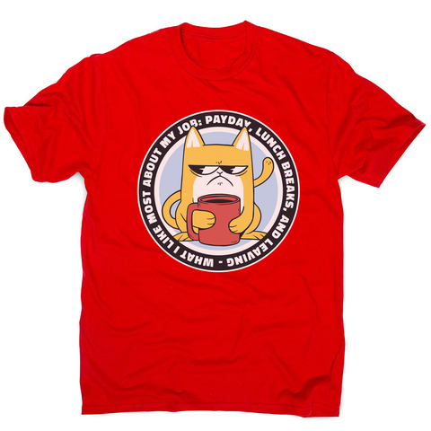 Funny grumpy working cat men's t-shirt Red