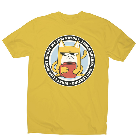 Funny grumpy working cat men's t-shirt Yellow