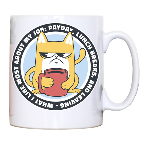 Funny grumpy working cat mug coffee tea cup White