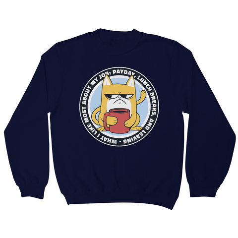 Funny grumpy working cat sweatshirt Navy