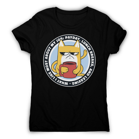 Funny grumpy working cat women's t-shirt Black