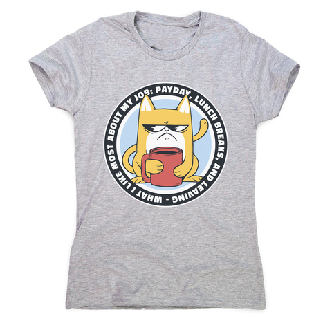 Funny grumpy working cat women's t-shirt Grey