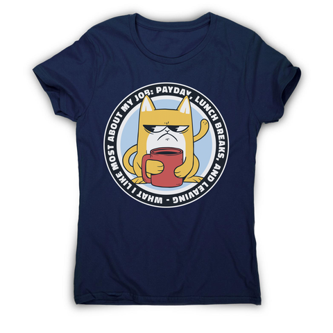 Funny grumpy working cat women's t-shirt Navy