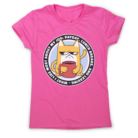 Funny grumpy working cat women's t-shirt Pink