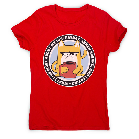 Funny grumpy working cat women's t-shirt Red