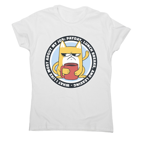 Funny grumpy working cat women's t-shirt White