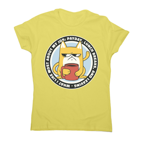 Funny grumpy working cat women's t-shirt Yellow