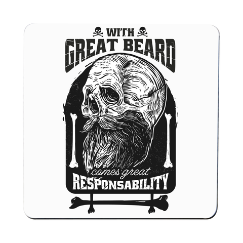 Funny skull beard quote coaster drink mat Set of 1