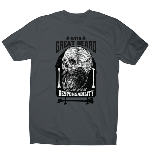 Funny skull beard quote men's t-shirt Charcoal