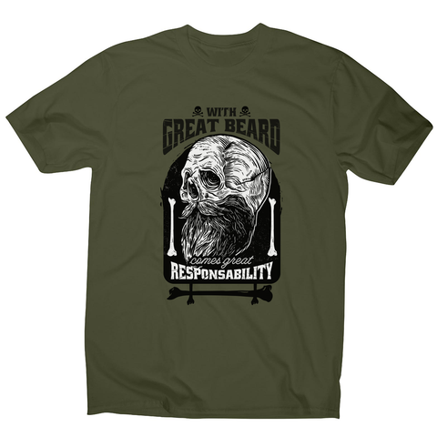 Funny skull beard quote men's t-shirt Military Green