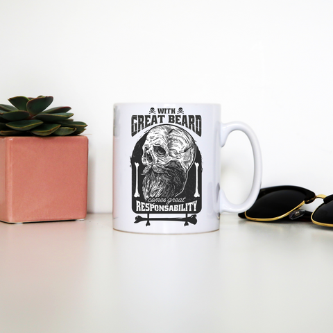 Funny skull beard quote mug coffee tea cup White