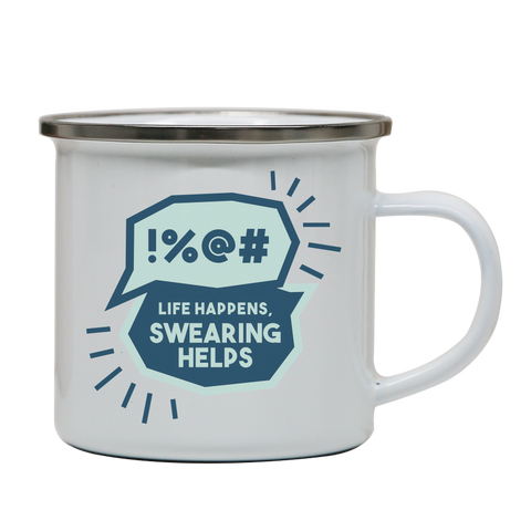 Funny swearing enamel camping mug White