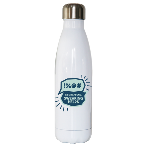 Funny swearing water bottle stainless steel reusable White