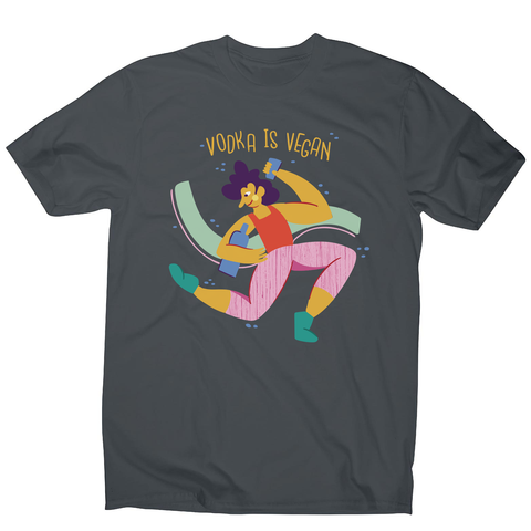 Funny vegan vodka men's t-shirt Charcoal