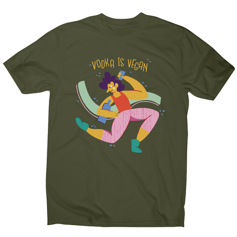 Funny vegan vodka men's t-shirt Military Green