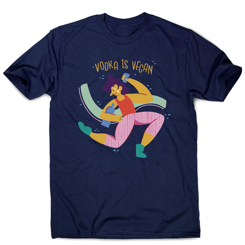 Funny vegan vodka men's t-shirt Navy