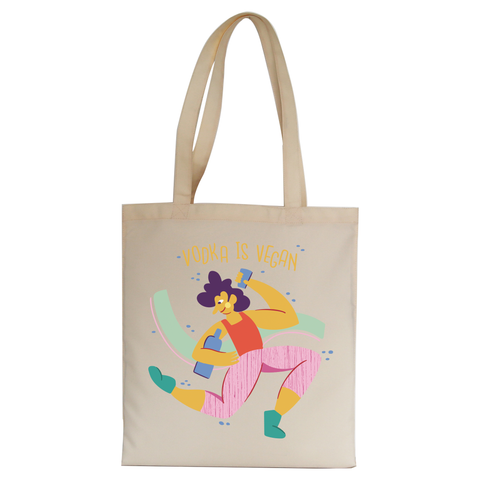 Funny vegan vodka tote bag canvas shopping Natural