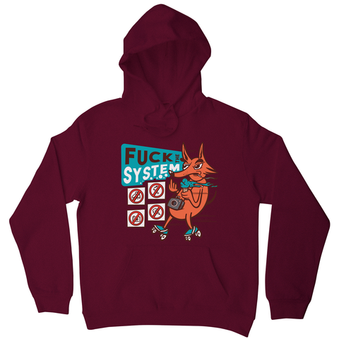 Fxck the system hoodie Burgundy