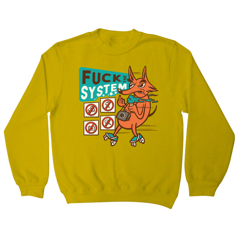 Fxck the system sweatshirt Yellow