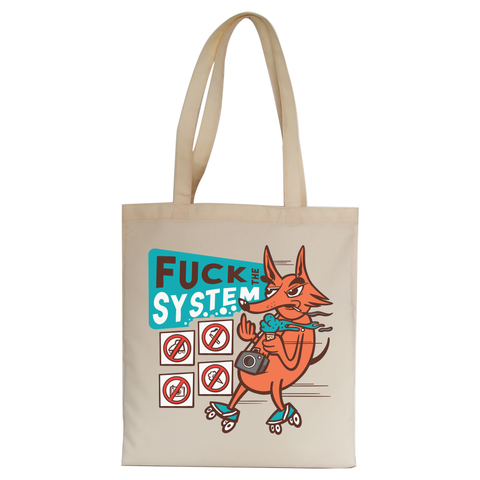 Fxck the system tote bag canvas shopping Natural