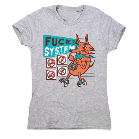 Fxck the system women's t-shirt Grey