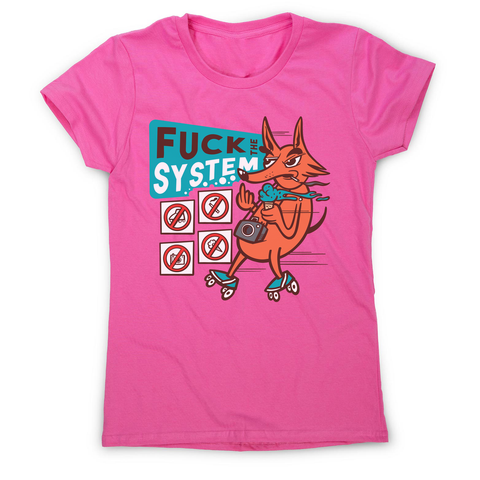 Fxck the system women's t-shirt Pink