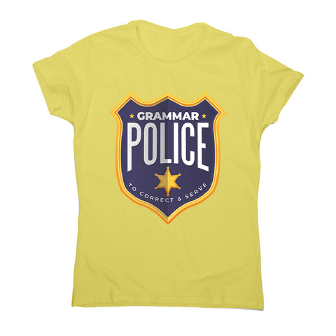 Grammar police badge - women's funny premium t-shirt - Graphic Gear