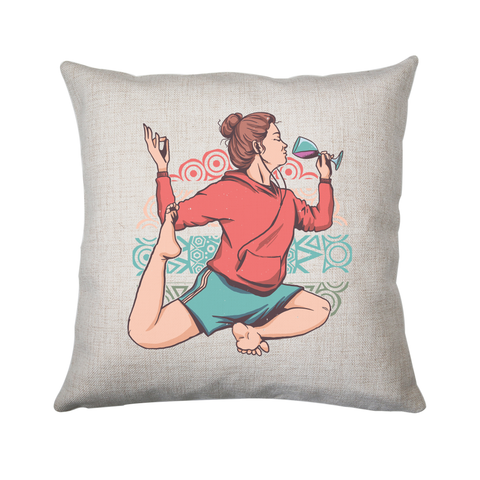 Girl in yoga wine pose cushion 40x40cm Cover Only