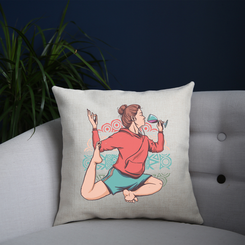 Girl in yoga wine pose cushion 40x40cm Cover +Inner