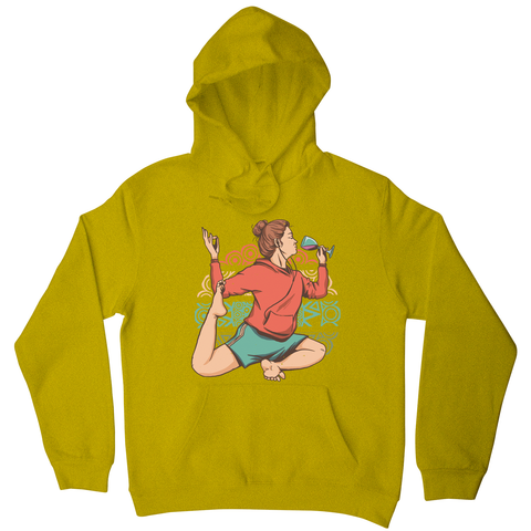 Girl in yoga wine pose hoodie Yellow