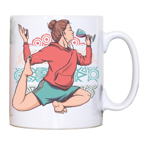 Girl in yoga wine pose mug coffee tea cup White