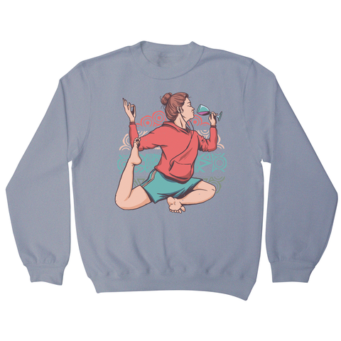 Girl in yoga wine pose sweatshirt Grey