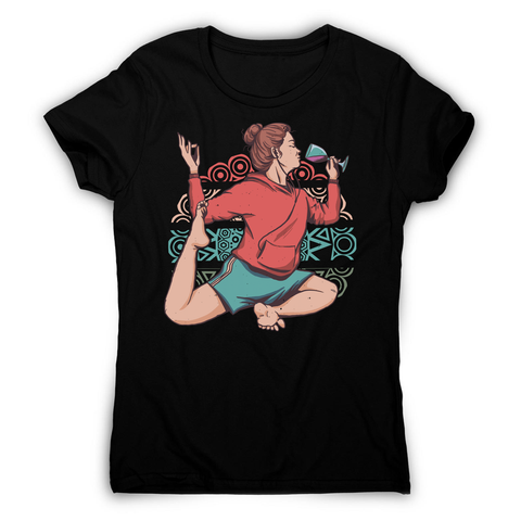 Girl in yoga wine pose women's t-shirt Black