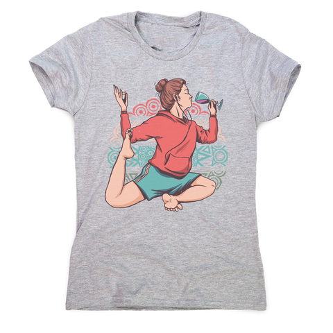 Girl in yoga wine pose women's t-shirt Grey