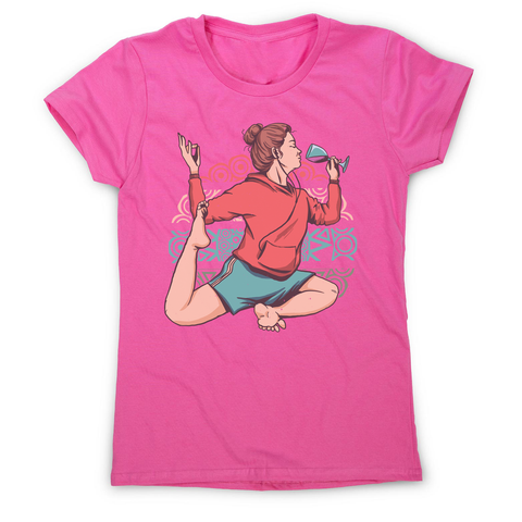 Girl in yoga wine pose women's t-shirt Pink